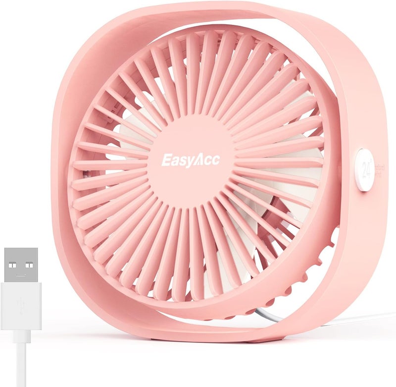 EasyAcc USB Small Desk Fan, Slumber Pod Fan [360°Rotatable Head &Powerful ] 3 Speeds Portable Personal Table Travel Fan for Sleeping Desk Cruise Ship Dorm Bedroom Office Office (No Battery) - Image 1
